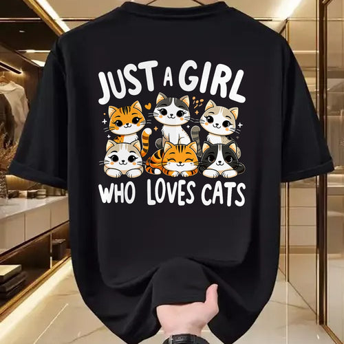 Cat Love Shirt, Funny Cat Lover Gift UnisexT-Shirt/Hoodie/Sweatshirt HLT00 - Cats Lover Just A Girl Who Loves Cat T-Shirt (1)