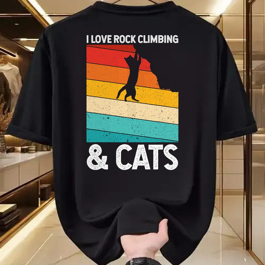 Cat Love Shirt, Funny Cat Lover Gift UnisexT-Shirt/Hoodie/Sweatshirt HLT00 - I Love Rock Climbing & Cats Cute Kitty Cat Lover Gift T-Shirt
