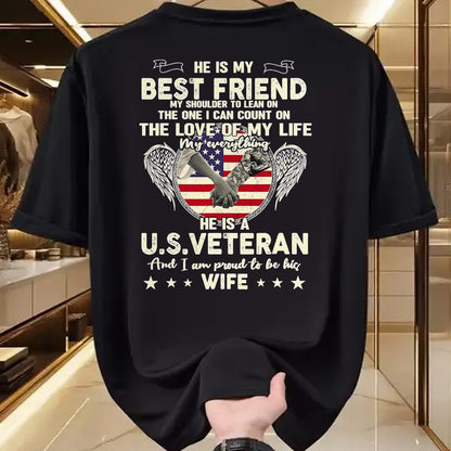 Best Husband Shirt, Wife and Husband Unisex T-Shirt/Hoodie/Sweatshirt HLT00 - Proud U.S. Veteran Wife Love & Support T-Shirt, Men, Black, 3X-Large