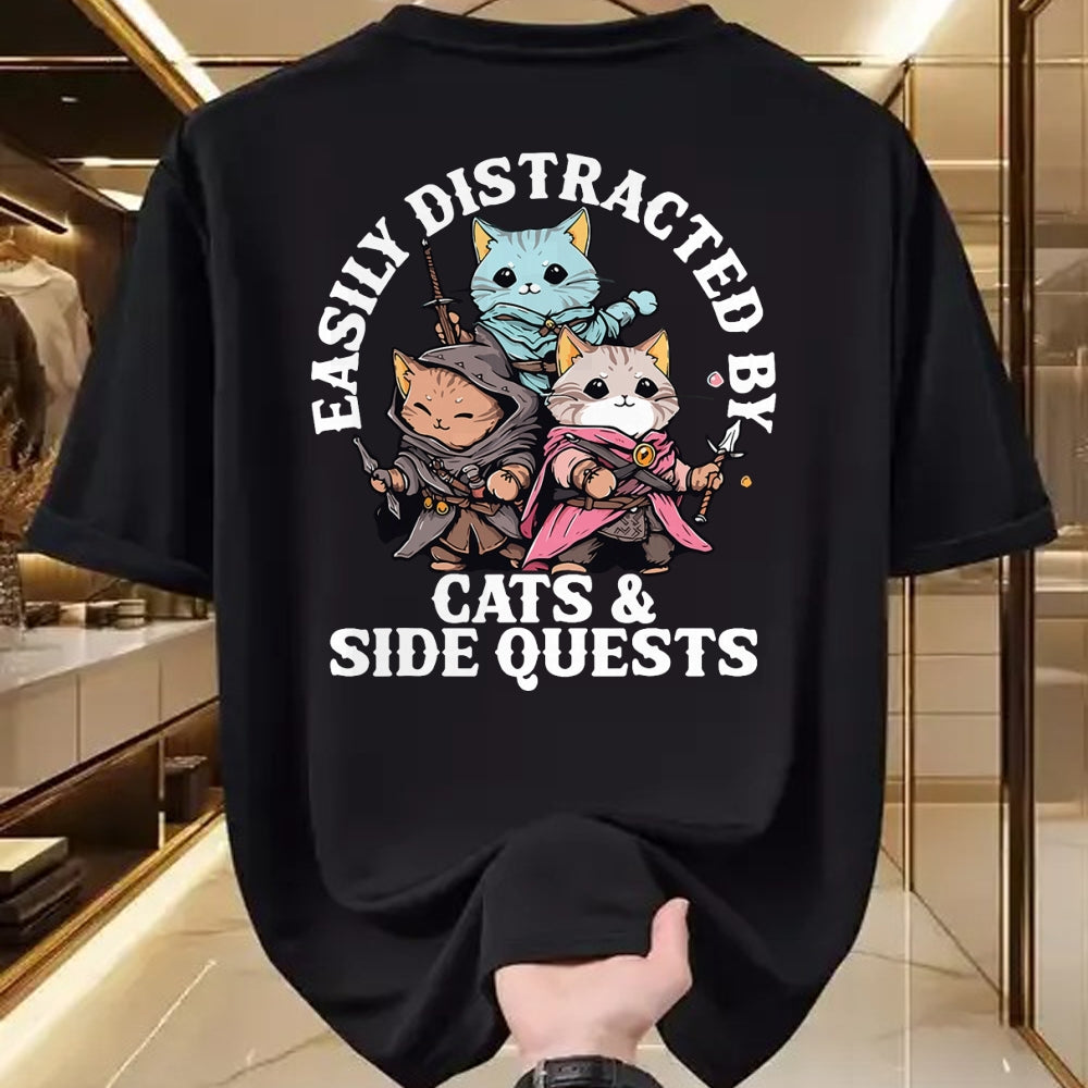 Cat Love Shirt, Funny Cat Lover Gift UnisexT-Shirt/Hoodie/Sweatshirt HLT00 - Cats Side Quest Distracted Tabletop Funny Men Women Kids Dad T-Shirt