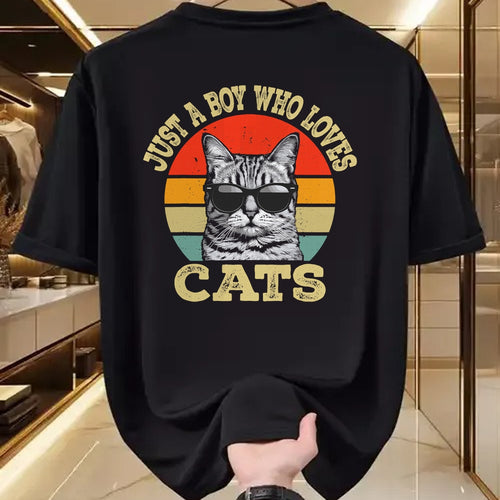 Cat Love Shirt, Funny Cat Lover Gift UnisexT-Shirt/Hoodie/Sweatshirt HLT00 - Vintage Just A Boy Who Loves Cats Boy Kid Cat Lover for Boys T-Shirt