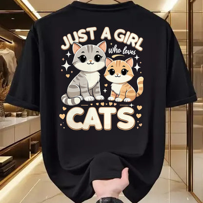 Cat Love Shirt, Funny Cat Lover Gift UnisexT-Shirt/Hoodie/Sweatshirt HLT00 - Cute Cat Just A Girl Who Loves Cats T-Shirt