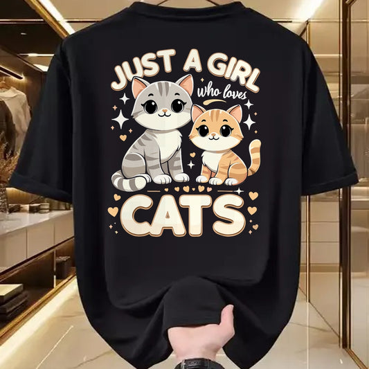 Cat Love Shirt, Funny Cat Lover Gift UnisexT-Shirt/Hoodie/Sweatshirt HLT00 - Cute Cat Just A Girl Who Loves Cats T-Shirt