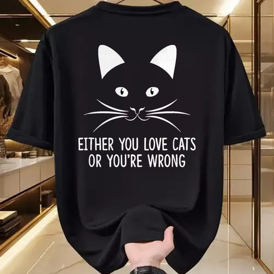 Cat Love Shirt, Funny Cat Lover Gift UnisexT-Shirt/Hoodie/Sweatshirt HLT00 - Either You Love Cats Or You_re Wrong - T-Shirt, Men, Navy Blue, 3X-Large