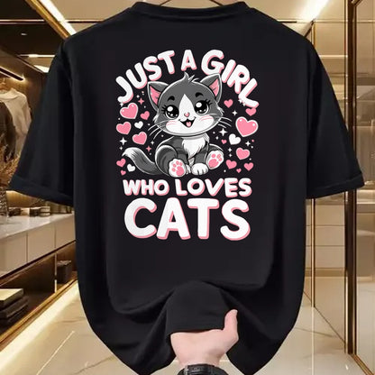 Cat Love Shirt, Funny Cat Lover Gift UnisexT-Shirt/Hoodie/Sweatshirt HLT00 - Just A Girl Who Loves Cats Cute Cat T-Shirt
