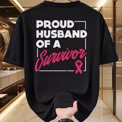 Best Husband Shirt, Wife and Husband Unisex T-Shirt/Hoodie/Sweatshirt HLT00 - Proud Husband of Survivor Breast Cancer Awareness Men Gift T-Shirt