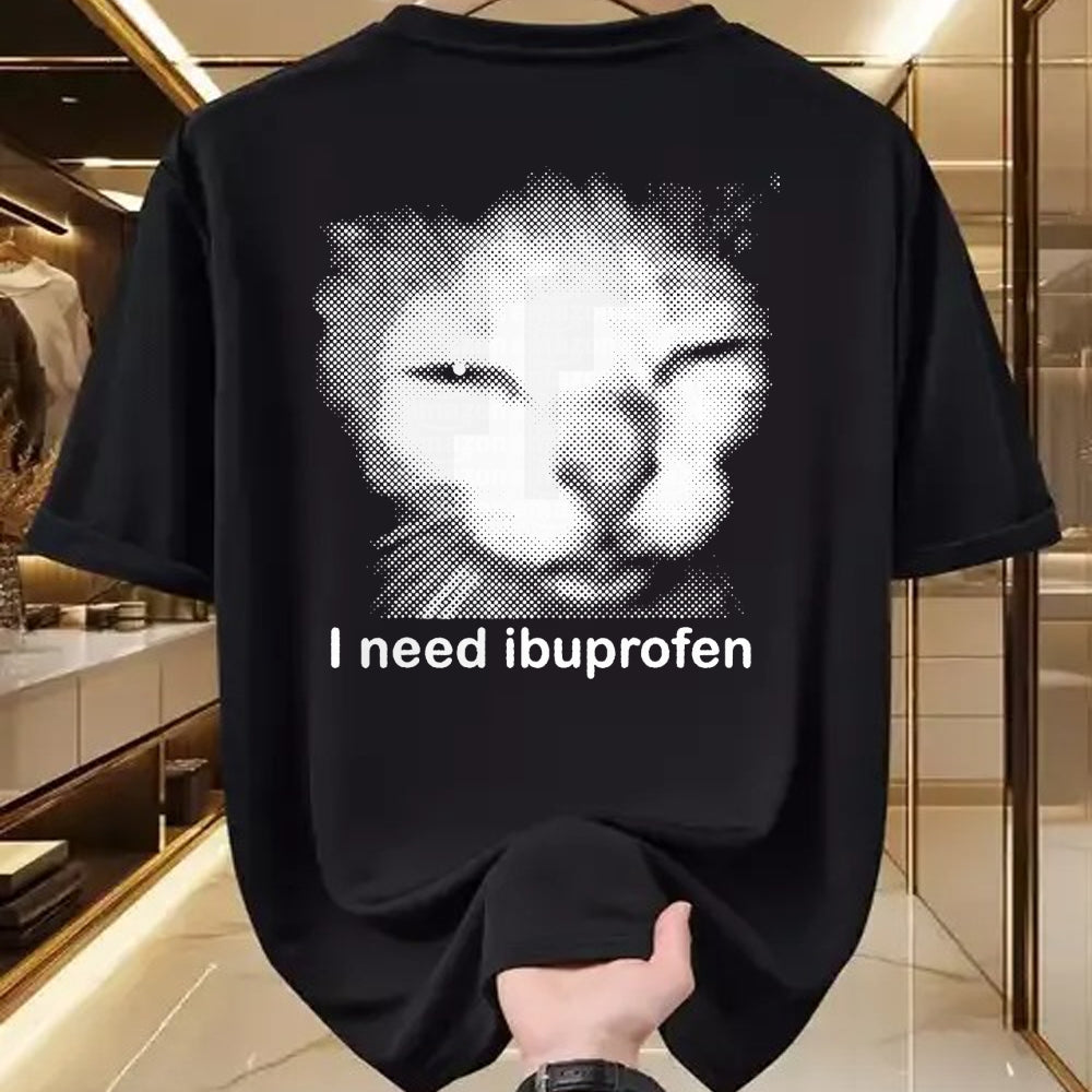 Cat Love Shirt, Funny Cat Lover Gift UnisexT-Shirt/Hoodie/Sweatshirt HLT00 - I Need Ibuprofen Funny Vintage Graphic Cat Meme T-Shirt