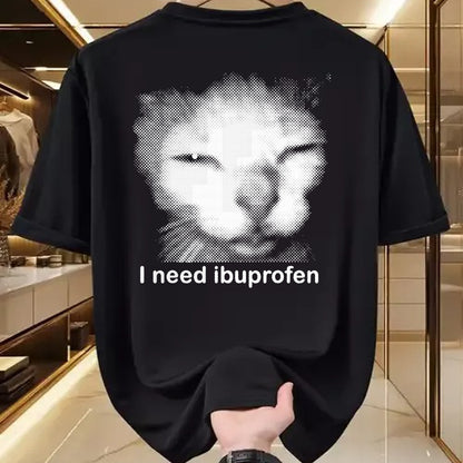 Cat Love Shirt, Funny Cat Lover Gift UnisexT-Shirt/Hoodie/Sweatshirt HLT00 - I Need Ibuprofen Funny Vintage Graphic Cat Meme T-Shirt