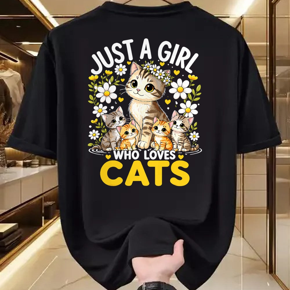 Cat Love Shirt, Funny Cat Lover Gift UnisexT-Shirt/Hoodie/Sweatshirt HLT00 - Cute Cat Lover Just A Girl Who Loves Cats T-Shirt