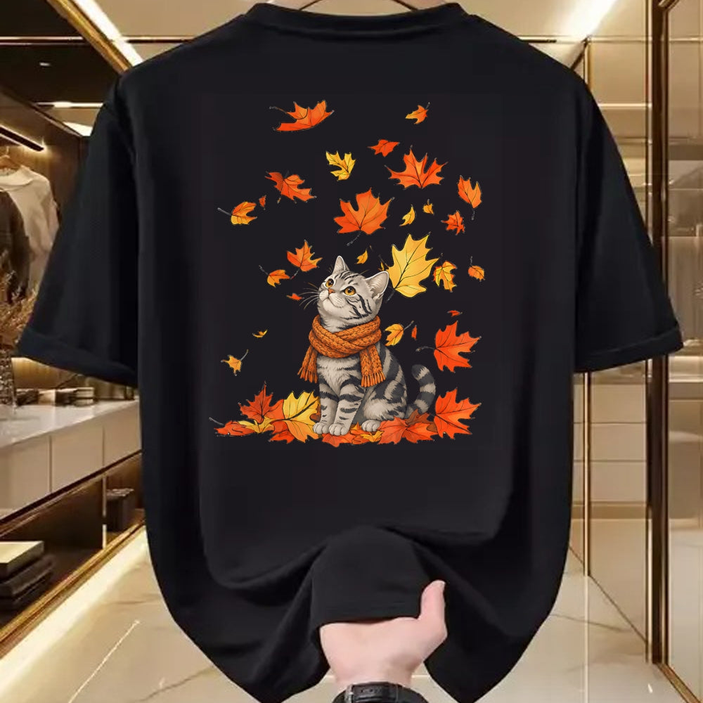 Cat Love Shirt, Funny Cat Lover Gift UnisexT-Shirt/Hoodie/Sweatshirt HLT00 - Cute Cat Leaf Fall Autumn Cat FallKitten Kitty Cat Lovers T-Shirt