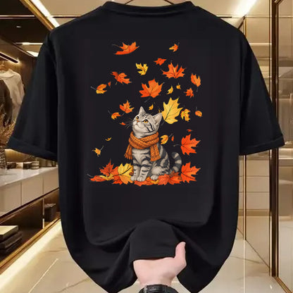 Cat Love Shirt, Funny Cat Lover Gift UnisexT-Shirt/Hoodie/Sweatshirt HLT00 - Cute Cat Leaf Fall Autumn Cat FallKitten Kitty Cat Lovers T-Shirt