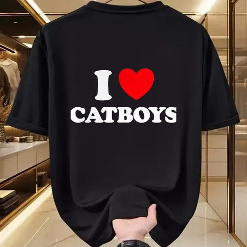 Cat Love Shirt, Funny Cat Lover Gift UnisexT-Shirt/Hoodie/Sweatshirt HLT00 - Cat Boy Heart Funny Cute Costume Furry Catboy Joke Meme Fan T-Shirt, Men, Black, 3X-Large