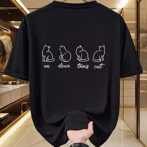 Cat Love Shirt, Funny Cat Lover Gift UnisexT-Shirt/Hoodie/Sweatshirt HLT00 - French Un Deux Trois Cat, Counting, Minimalist, Cat Lover T-Shirt (2)