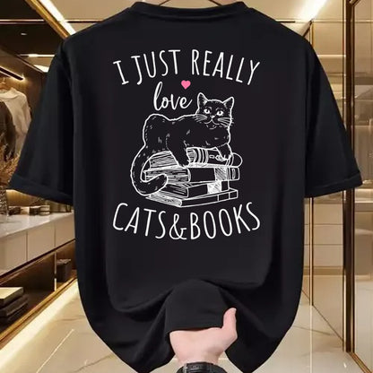 Cat Love Shirt, Funny Cat Lover Gift UnisexT-Shirt/Hoodie/Sweatshirt HLT00 - I Just Really Love Reading Books And Cats Funny Cat And book T-Shirt