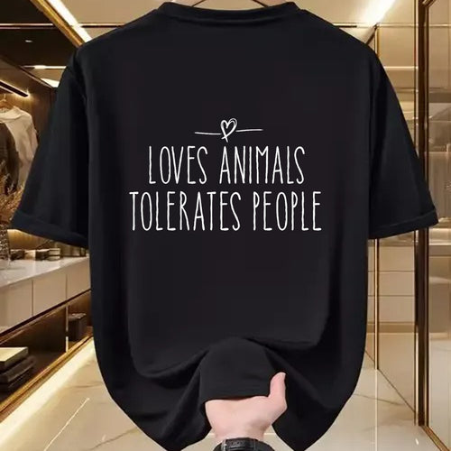 Cat Love Shirt, Funny Cat Lover Gift UnisexT-Shirt/Hoodie/Sweatshirt HLT00 - loves animals tolerates people quote Cat Lover & Dog Love T-Shirt (1)