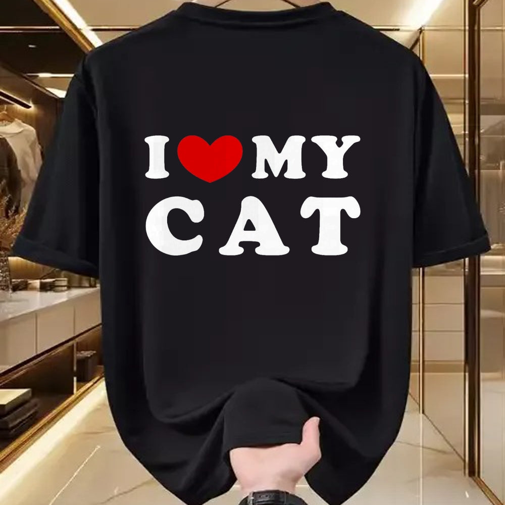 Cat Love Shirt, Funny Cat Lover Gift UnisexT-Shirt/Hoodie/Sweatshirt HLT00 - I Love My Cat, I Heart My Cat T-Shirt, Men, Black, 3X-Large
