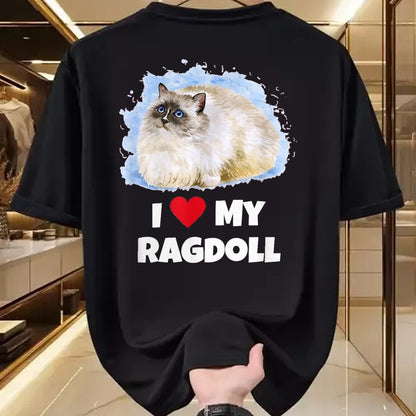 Cat Love Shirt, Funny Cat Lover Gift UnisexT-Shirt/Hoodie/Sweatshirt HLT00 - I Love My Ragdoll Cat T-Shirt T-Shirt, Girls, Red, Small