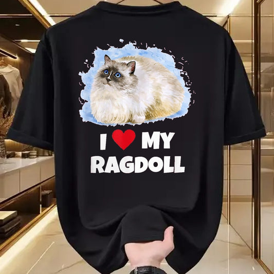 Cat Love Shirt, Funny Cat Lover Gift UnisexT-Shirt/Hoodie/Sweatshirt HLT00 - I Love My Ragdoll Cat T-Shirt T-Shirt, Girls, Red, Small