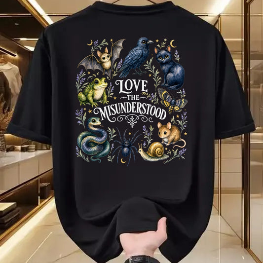 Cat Love Shirt, Funny Cat Lover Gift UnisexT-Shirt/Hoodie/Sweatshirt HLT00 - Love The Misunderstood Bat Frog Raven Snake Cat Moth Spider T-Shirt (2)