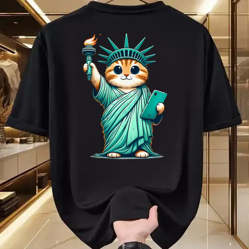 Cat Love Shirt, Funny Cat Lover Gift UnisexT-Shirt/Hoodie/Sweatshirt HLT00 - Cute Kawaii Cat Statue of Liberty I Love New York NYC T-Shirt