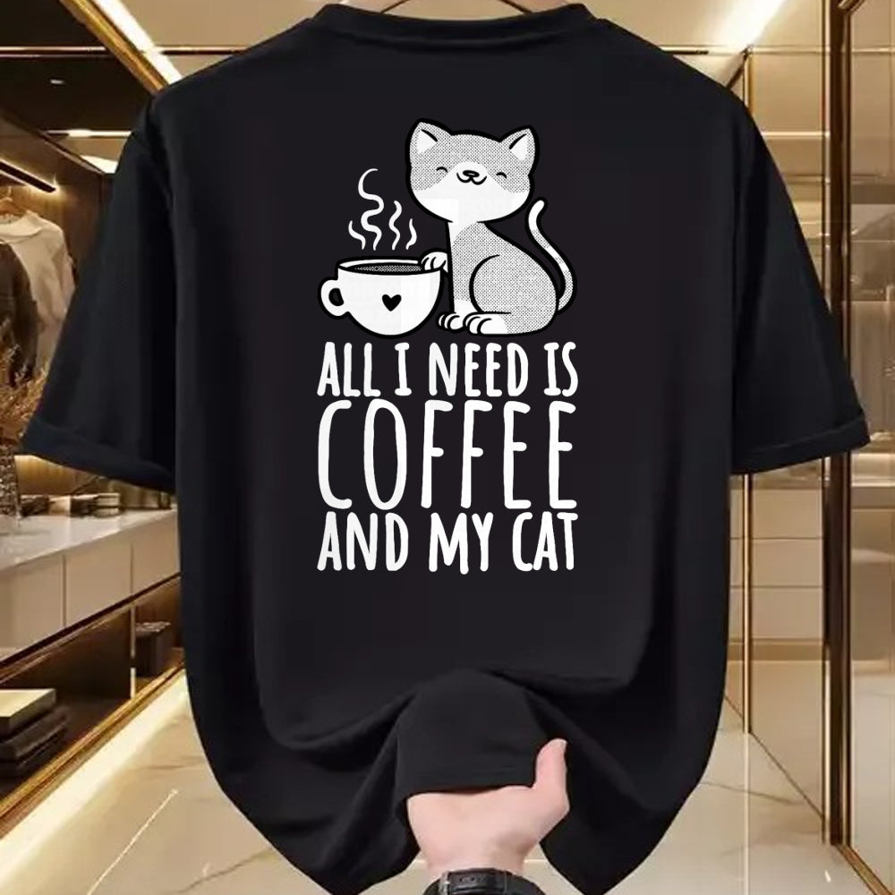 Cat Love Shirt, Funny Cat Lover Gift UnisexT-Shirt/Hoodie/Sweatshirt HLT00 - All I Need is Coffee and My Cat, Coffee Men and Women T-Shirt