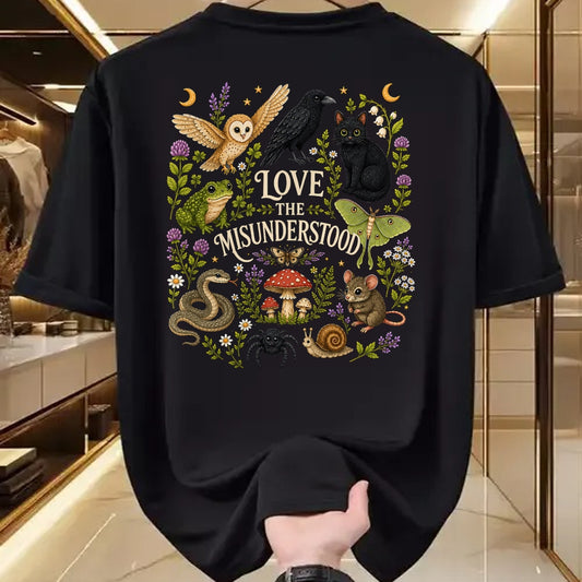 Cat Love Shirt, Funny Cat Lover Gift UnisexT-Shirt/Hoodie/Sweatshirt HLT00 - Love The Misunderstood Bat Raven Cat Snake Spider Moth Frog T-Shirt (1)