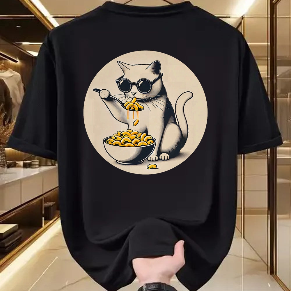 Cat Love Shirt, Funny Cat Lover Gift UnisexT-Shirt/Hoodie/Sweatshirt HLT00 - Cat Eating Mac and Cheese Men Women Girls Kids T-Shirt (1)