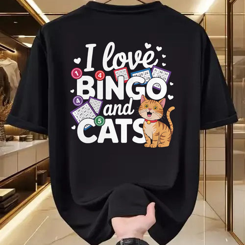 Cat Love Shirt, Funny Cat Lover Gift UnisexT-Shirt/Hoodie/Sweatshirt HLT00 - Cat Lover I Love Bingo And Cats Gambling Bingo Player Bingo Men Women T-Shirt