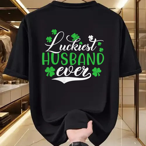 Best Husband Shirt, Wife and Husband Unisex T-Shirt/Hoodie/Sweatshirt HLT00 - Luckiest Husband Ever Shamrock Lucky St Patrick_s Day T-Shirt