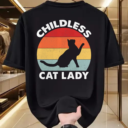 Cat Love Shirt, Funny Cat Lover Gift UnisexT-Shirt/Hoodie/Sweatshirt HLT00 - Vintage Childless Cat Lady T-Shirt