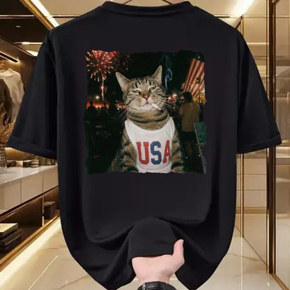 Cat Love Shirt, Funny Cat Lover Gift UnisexT-Shirt/Hoodie/Sweatshirt HLT00 - July 4th Patriotic Cat Smoking Cigarette 250 Years Cat Lover T-Shirt