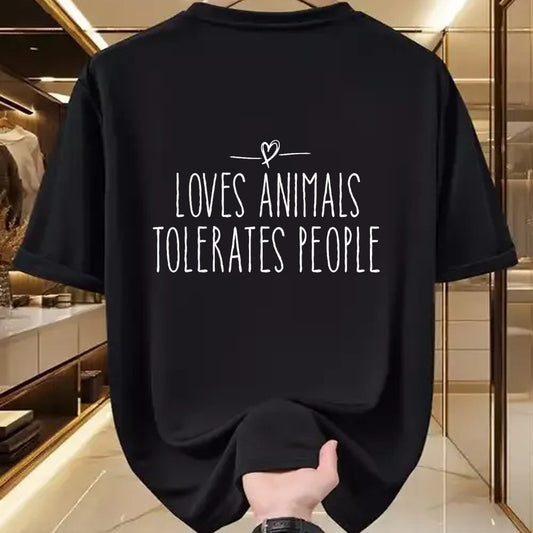 Cat Love Shirt, Funny Cat Lover Gift UnisexT-Shirt/Hoodie/Sweatshirt HLT00 - loves animals tolerates people quote Cat Lover & Dog Love T-Shirt