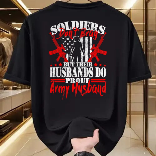 Best Husband Shirt, Wife and Husband Unisex T-Shirt/Hoodie/Sweatshirt HLT00 - Soldiers Don_t Brag Proud Army Husband US Military Spouse T-Shirt