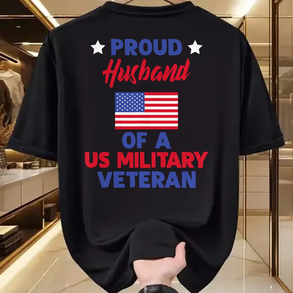 Best Husband Shirt, Wife and Husband Unisex T-Shirt/Hoodie/Sweatshirt HLT00 - Proud Husband Of A US Military Veteran - Veteran_s Day T-Shirt