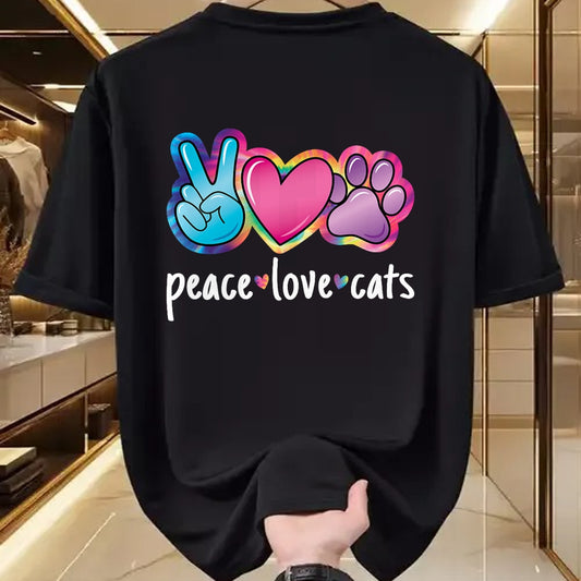 Cat Love Shirt, Funny Cat Lover Gift UnisexT-Shirt/Hoodie/Sweatshirt HLT00 - Peace Love Cats Cute Cat Kitten Lover Paw Cat Women Girls T-Shirt