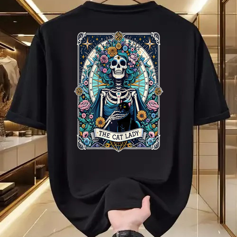 Cat Love Shirt, Funny Cat Lover Gift UnisexT-Shirt/Hoodie/Sweatshirt HLT00 - The Cat Lady Tarot Card Skeleton Cat Mom Cat Lover T-Shirt