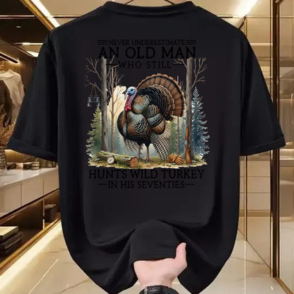 Cat Love Shirt, Funny Cat Lover Gift UnisexT-Shirt/Hoodie/Sweatshirt HLT00 - an Old Man Still Hunting Wild Turkey in 70s T-Shirt