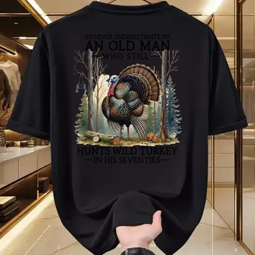 Cat Love Shirt, Funny Cat Lover Gift UnisexT-Shirt/Hoodie/Sweatshirt HLT00 - an Old Man Still Hunting Wild Turkey in 70s T-Shirt