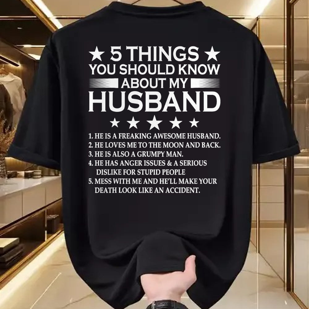 Best Husband Shirt, Wife and Husband Unisex T-Shirt/Hoodie/Sweatshirt HLT00 - 5 Things You Should Know About My Husband Marriage T-Shirt