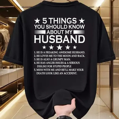 Best Husband Shirt, Wife and Husband Unisex T-Shirt/Hoodie/Sweatshirt HLT00 - 5 Things You Should Know About My Husband Marriage T-Shirt