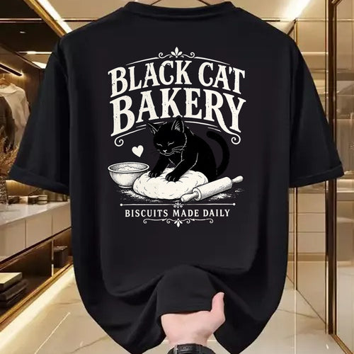 Cat Love Shirt, Funny Cat Lover Gift UnisexT-Shirt/Hoodie/Sweatshirt HLT00 - Black Cat Bakery Biscuits Made Daily Cat Lover Art T-Shirt