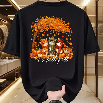 Cat Love Shirt, Funny Cat Lover Gift UnisexT-Shirt/Hoodie/Sweatshirt HLT00 - It_s Fall Y_all Cat Leaf Fall Tree Hello Autumn Thanksgiving T-Shirt