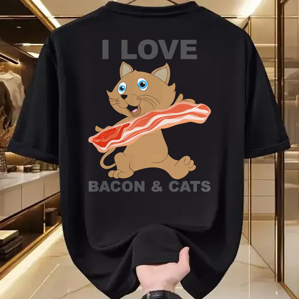Cat Love Shirt, Funny Cat Lover Gift UnisexT-Shirt/Hoodie/Sweatshirt HLT00 - I love bacon and cats T-Shirt
