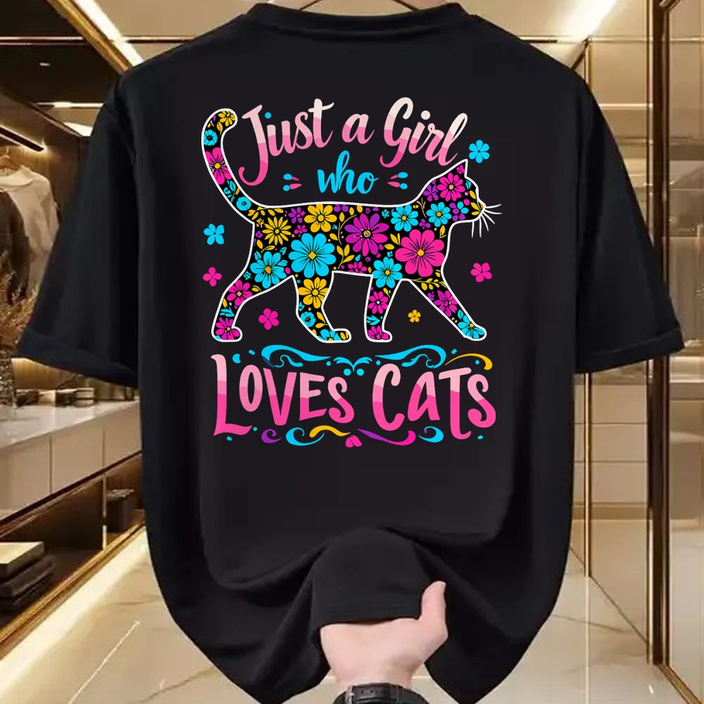 Cat Love Shirt, Funny Cat Lover Gift UnisexT-Shirt/Hoodie/Sweatshirt HLT00 - Cat Cute Just A Girl Who Loves Cats T-Shirt