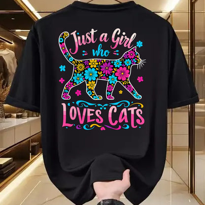 Cat Love Shirt, Funny Cat Lover Gift UnisexT-Shirt/Hoodie/Sweatshirt HLT00 - Cat Cute Just A Girl Who Loves Cats T-Shirt