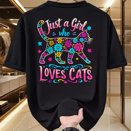 Cat Love Shirt, Funny Cat Lover Gift UnisexT-Shirt/Hoodie/Sweatshirt HLT00 - Cat Cute Just A Girl Who Loves Cats T-Shirt