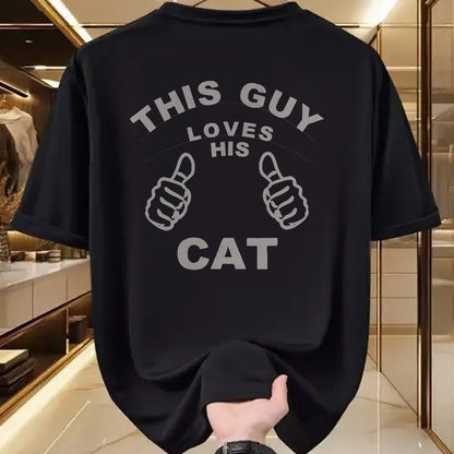 Cat Love Shirt, Funny Cat Lover Gift UnisexT-Shirt/Hoodie/Sweatshirt HLT00 - This Guy Loves His Cat Pet Owners Kitten Cat Dad Cat Man T-Shirt