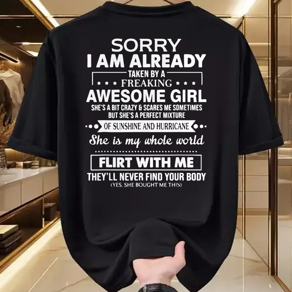 Best Husband Shirt, Wife and Husband Unisex T-Shirt/Hoodie/Sweatshirt HLT00 - Mens Sorry I_m Already Taken by a Freaking Awesome Girl T-Shirt