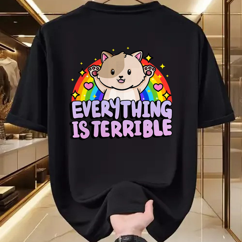 Cat Love Shirt, Funny Cat Lover Gift UnisexT-Shirt/Hoodie/Sweatshirt HLT00 - Everything is Terrible Sarcasm Rainbow Kitten Cute Cat T-Shirt