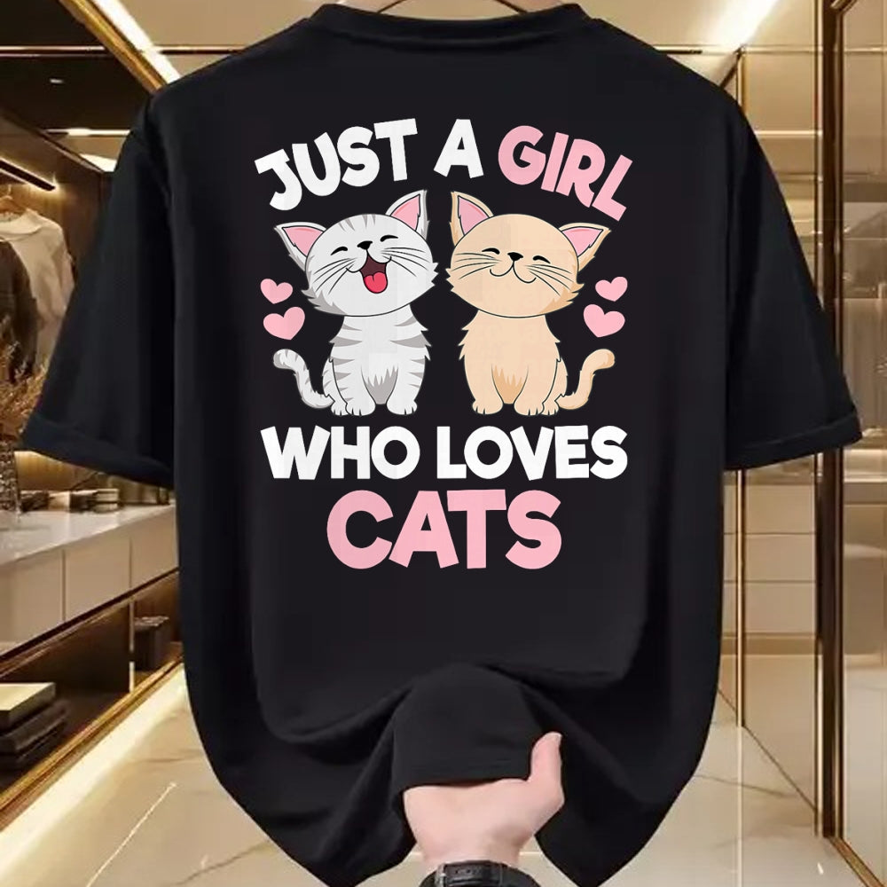 Cat Love Shirt, Funny Cat Lover Gift UnisexT-Shirt/Hoodie/Sweatshirt HLT00 - Just A Girl Who Loves Cats Cute Cat Lover Kitty Girls Kids T-Shirt